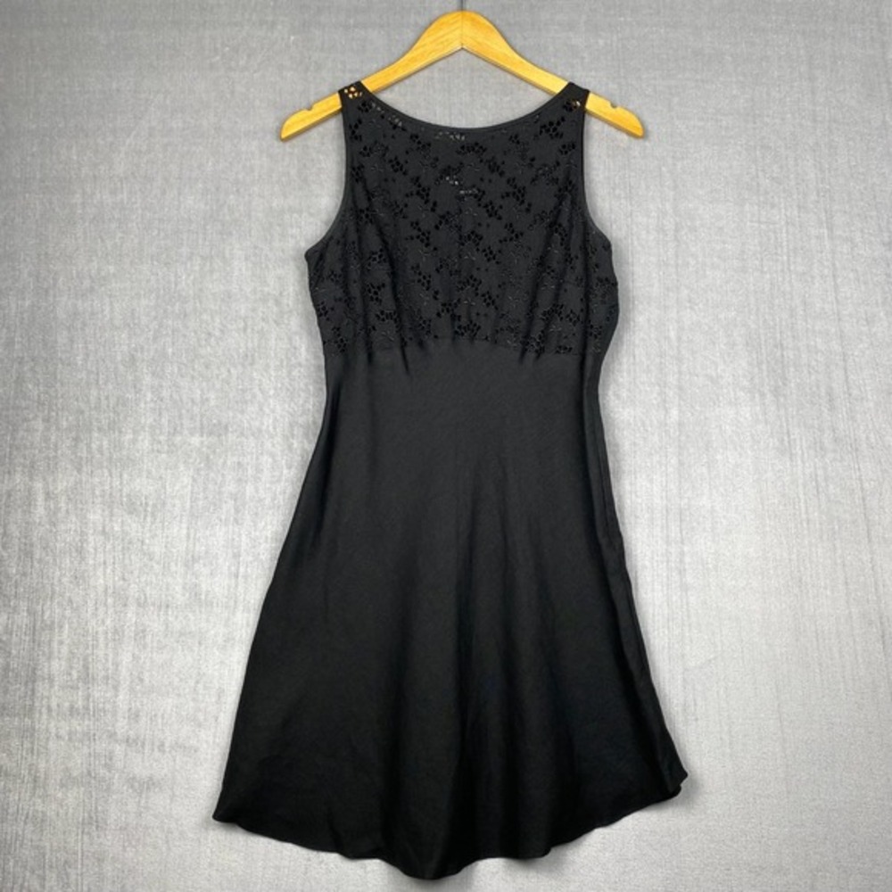 Vtg Laundry‎ by Shelli Segal Dress Womens 10 Black Eyelet Dainty Whimsigoth USA